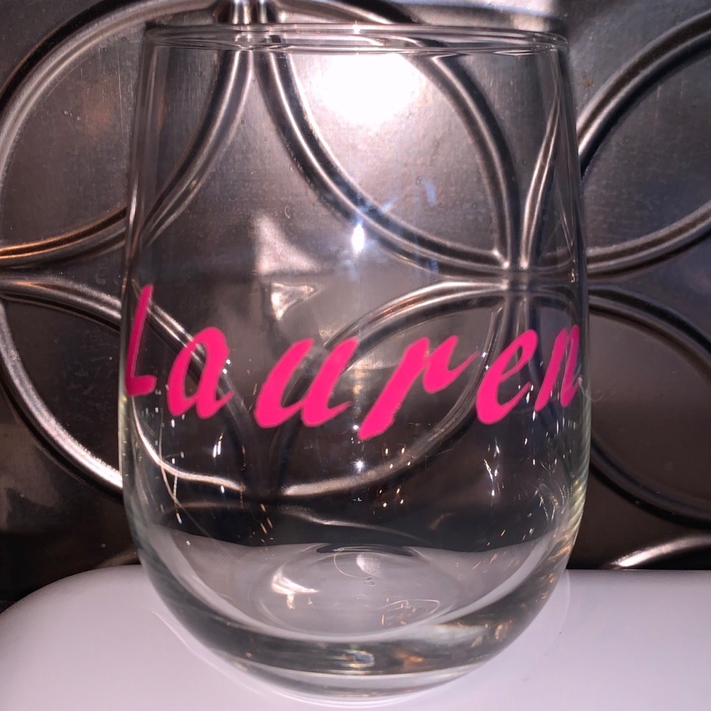 Lauren Custom Pink Stemless Wine Glass🍷